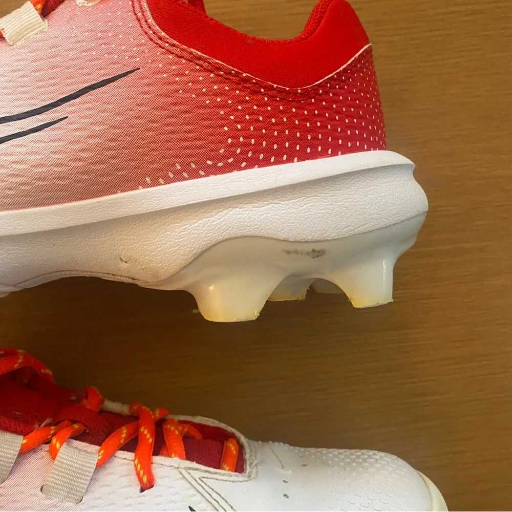 Nike Womens HyperDiamond 4 Pro, Red/ White/ Orange Fire Laces, Sz 7.5 - Picture 9 of 15